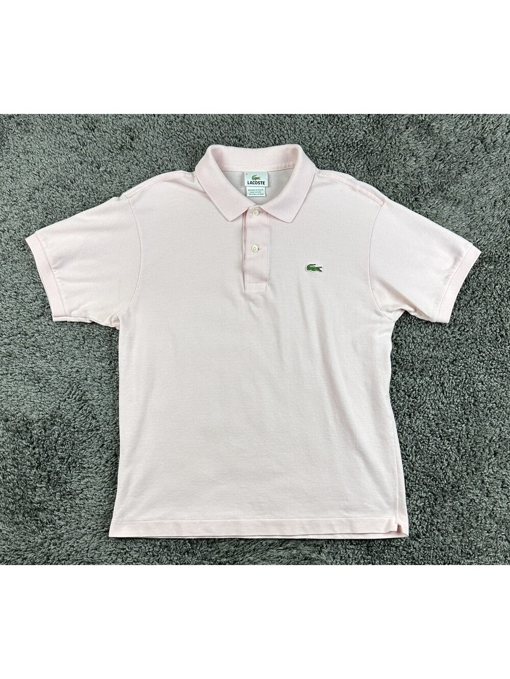 Lacoste Mens L1212 Classic Fit Pique Polo Shirt Light Pink Crocodile Logo Size 4